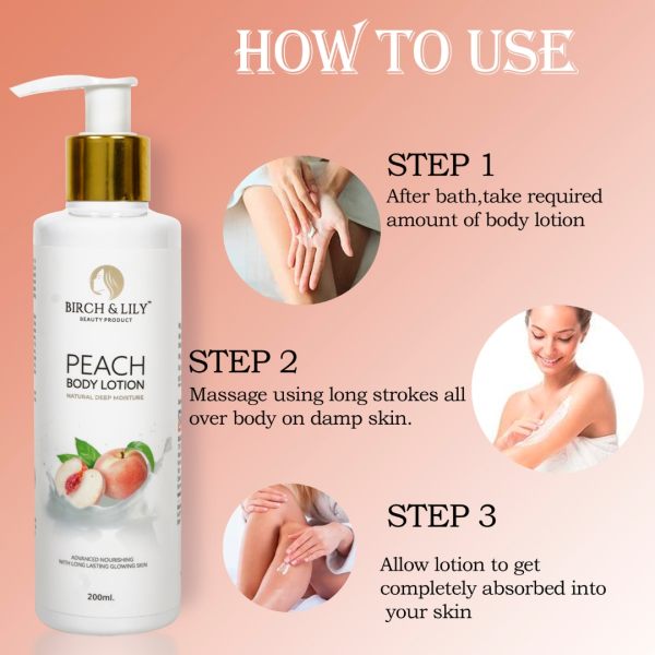 Birch And Lily Peach Body Lotion  200ml CREAMS AND MOISTURIZERS