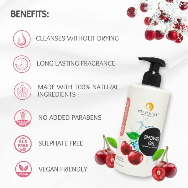 Birch And Lily Red Cherry Shower Gel 300ml Bath Essentials