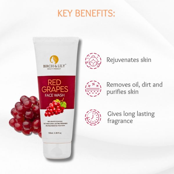 Birch And Lily Red Grapes Face Wash 100ml Facewash And Scrub