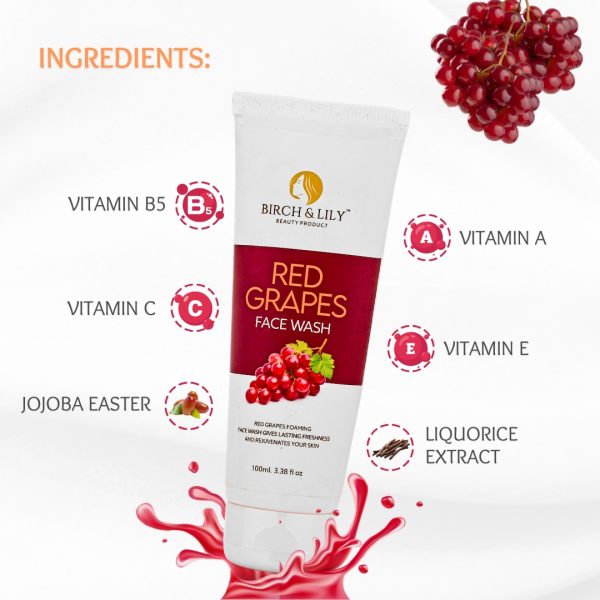 Birch And Lily Red Grapes Face Wash 100ml Facewash And Scrub