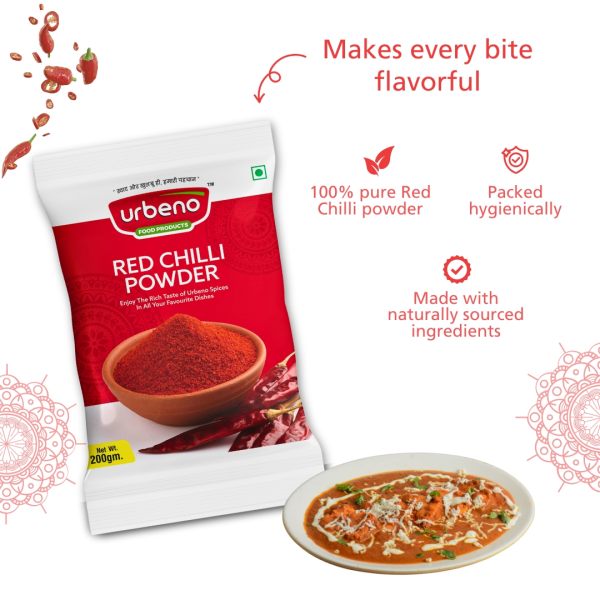 Urbeno Red Chilli Powder 200gm Pack of 2 Masala