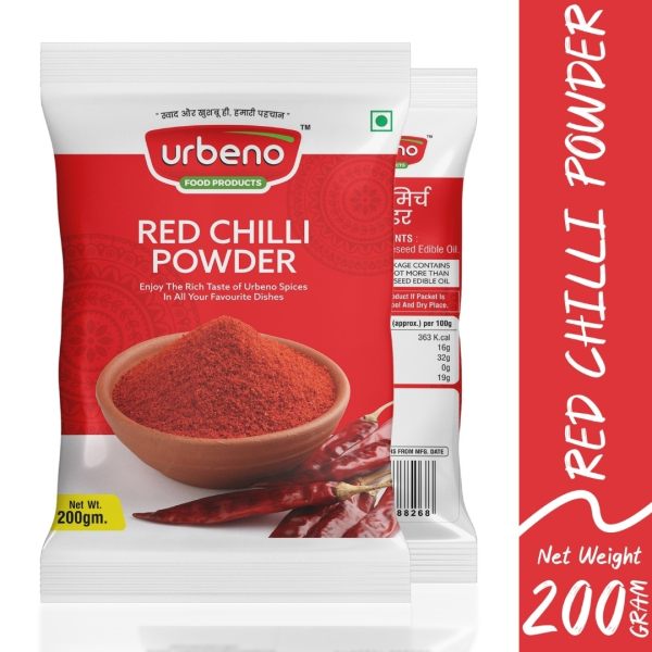 Urbeno Red Chilli Powder 200gm Pack of 2 Masala